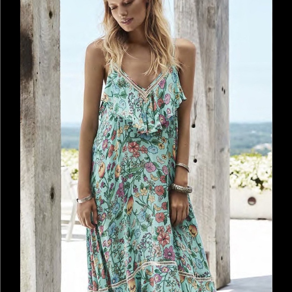 Sayulita Floral Green Dress